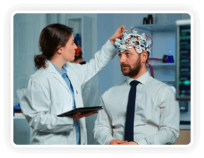 High-tech medical sensors monitoring patient brainwave data
